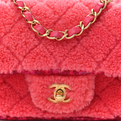 Chanel Shearling Tweed Quilted Mini Square Flap Bag Pink 8 of 11
