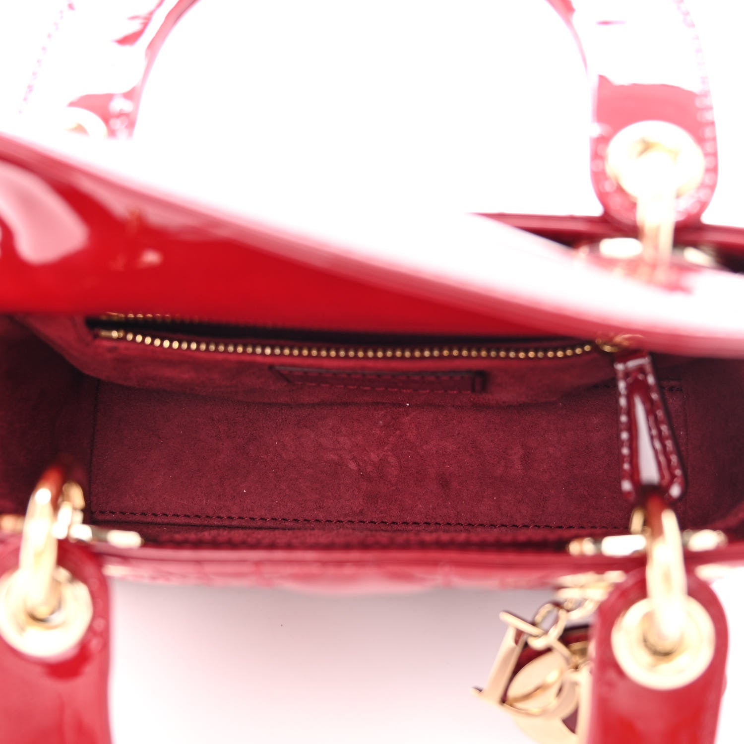 Christian Dior Patent Cannage Mini Lady Dior Red 5 of 10