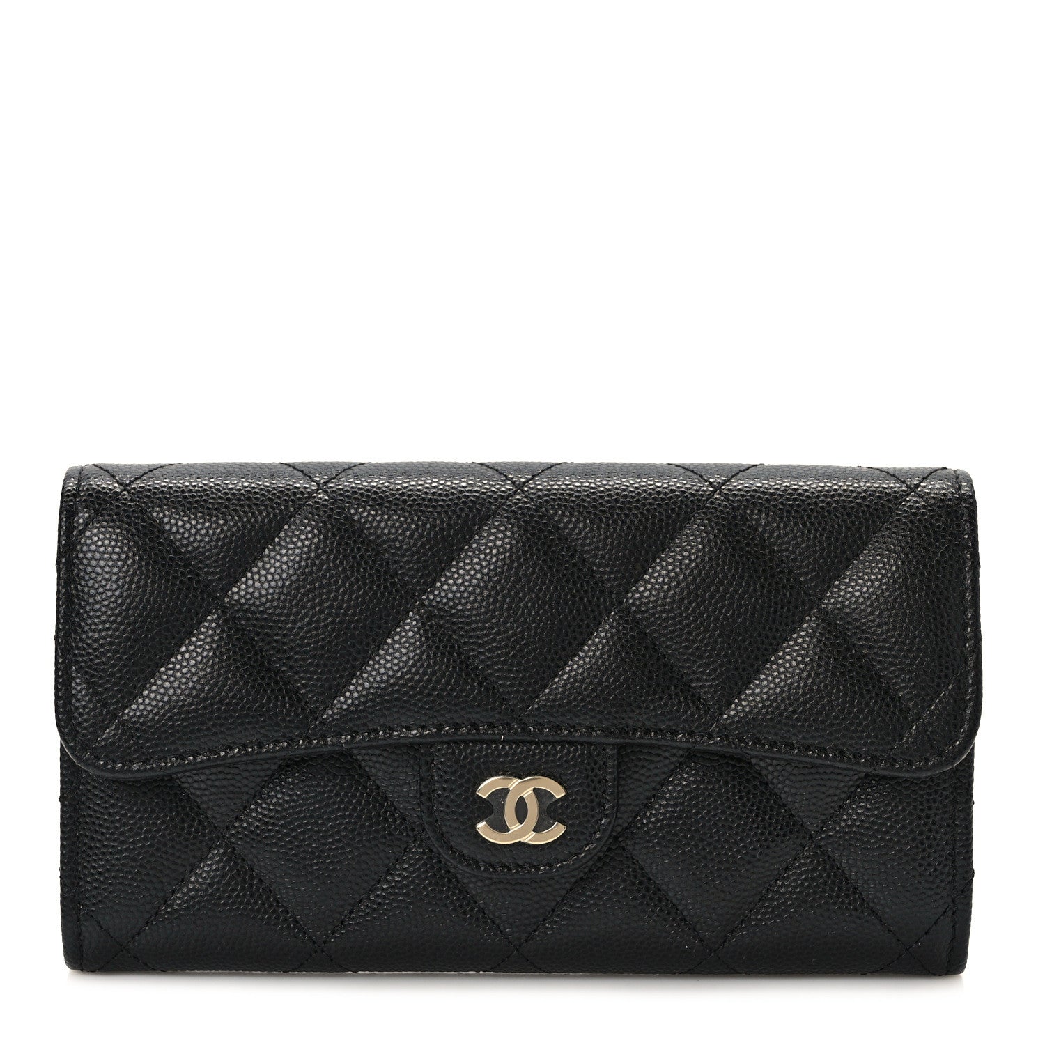 Chanel Caviar Quilted Medium Gusset Flap Wallet Black 1 of 10