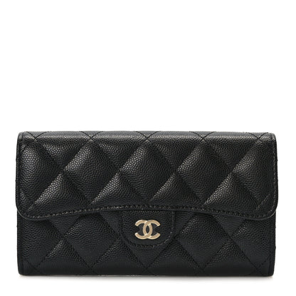Chanel Caviar Quilted Medium Gusset Flap Wallet Black 1 of 10