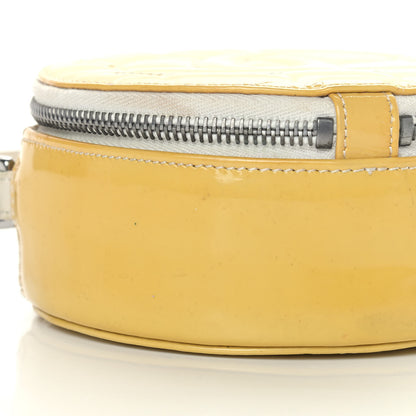 Chanel Patent Quilted CC Chocolate Bar Round Shoulder Bag Yellow 14 of 16