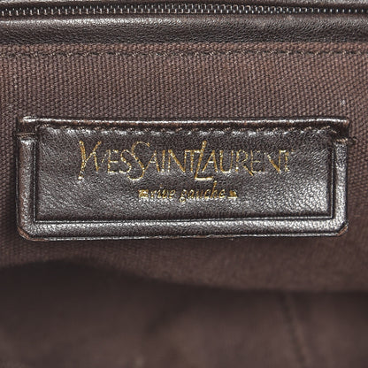 Saint Laurent Crocodile Embossed Nubuck Besace Shoulder Bag Brown Sand 6 of 9
