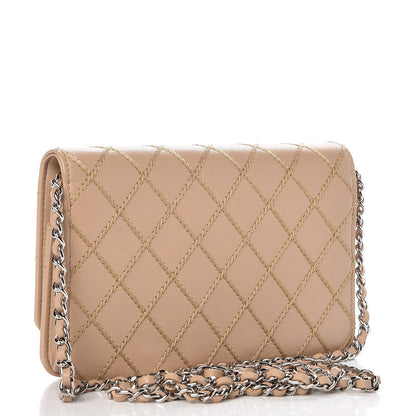 Chanel Calfskin Diamond Stitch Wallet On Chain WOC Beige 3 of 10