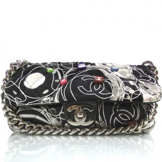 Chanel Satin Quilted Multicolor CC Beads Flap 1 of 12