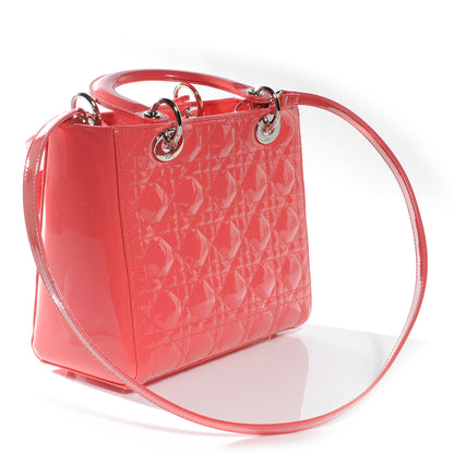 Christian Dior Patent Cannage Medium Lady Dior Coral 3 of 7