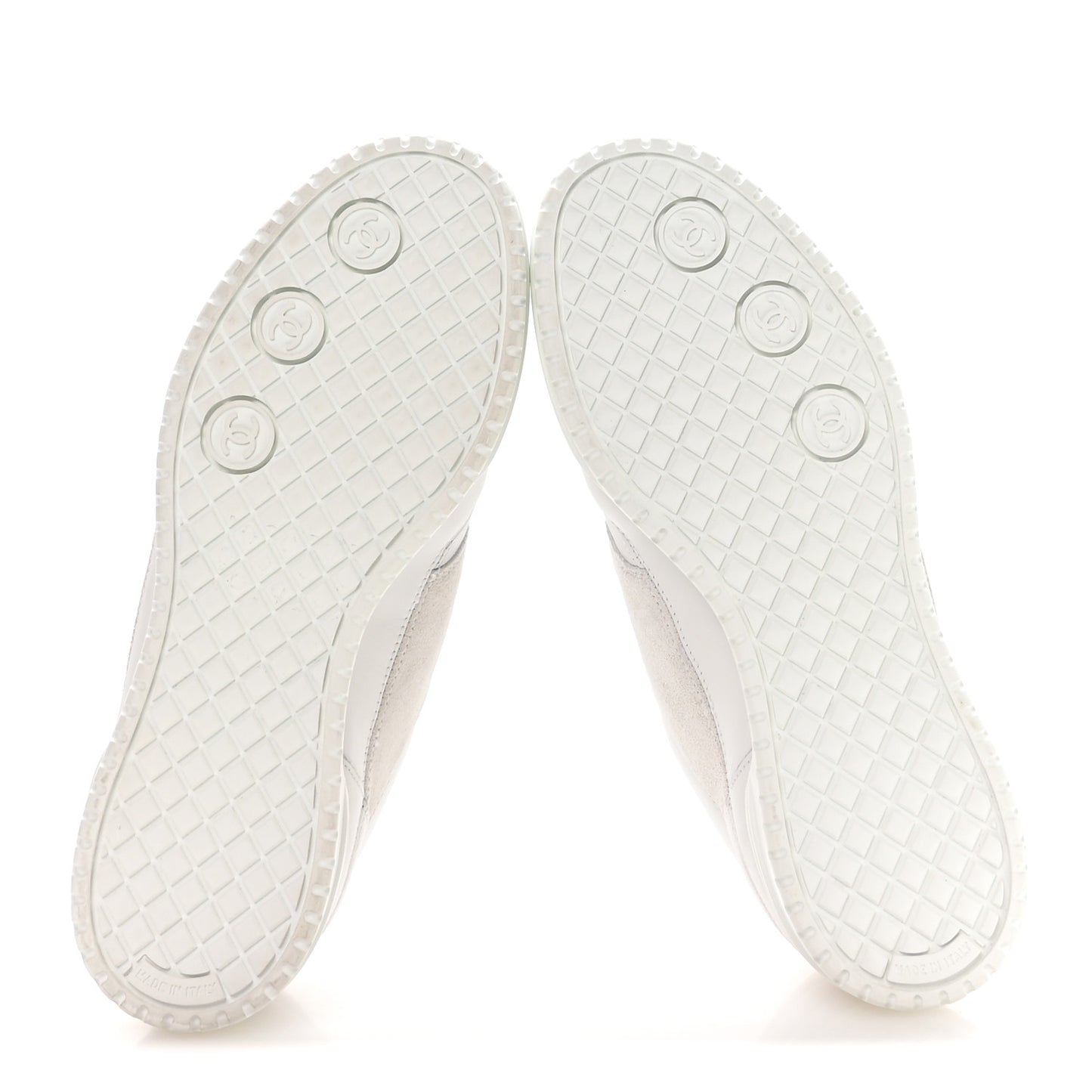Calfskin Suede Coco Mark Logo Womens Sneakers 37.5 White