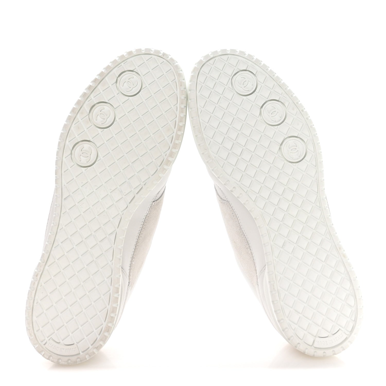 Chanel Calfskin Suede Coco Mark Logo Womens Sneakers 37.5 White 6 of 9
