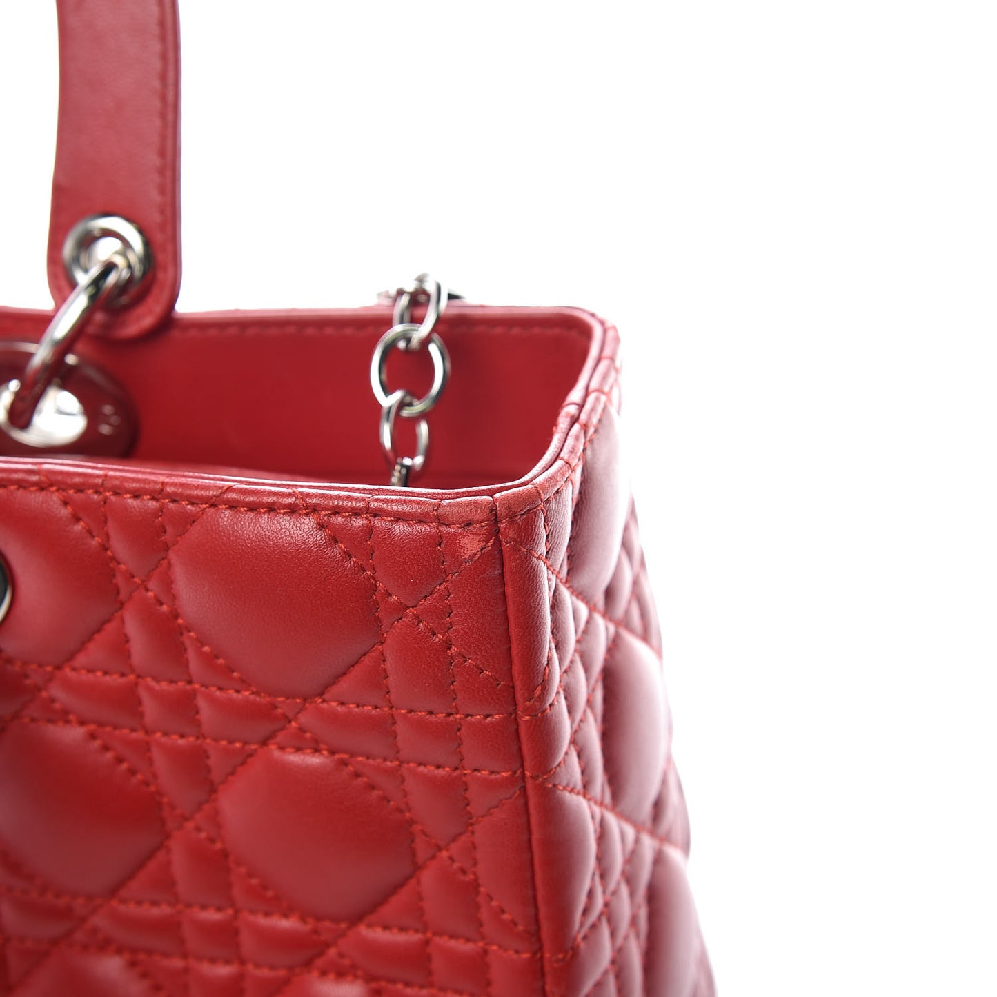 Lambskin Cannage Large Lady Dior Red