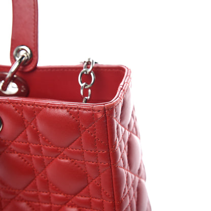 Christian Dior Lambskin Cannage Large Lady Dior Red 16 of 20