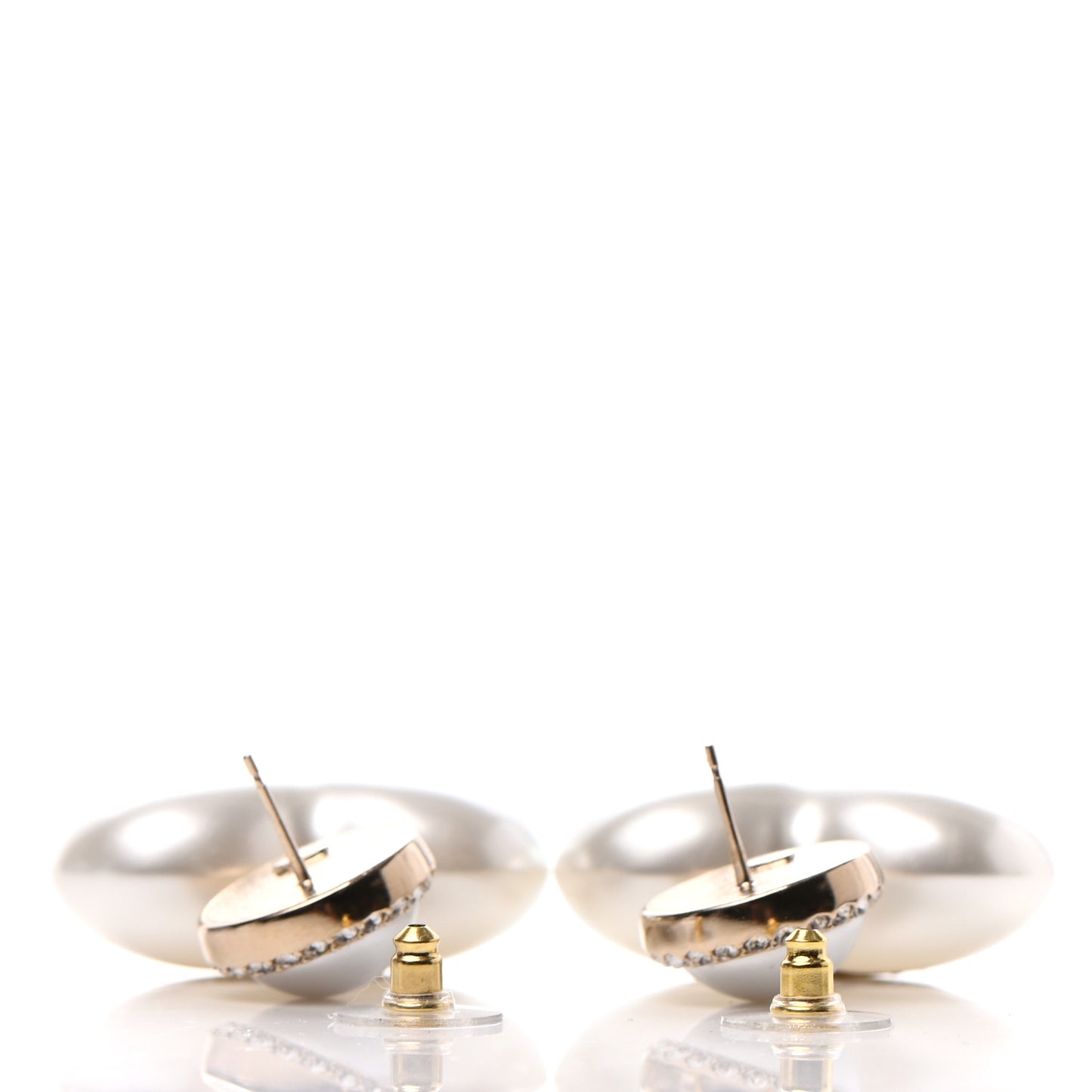 Pearl Crystal CC Heart Drop Earrings Gold