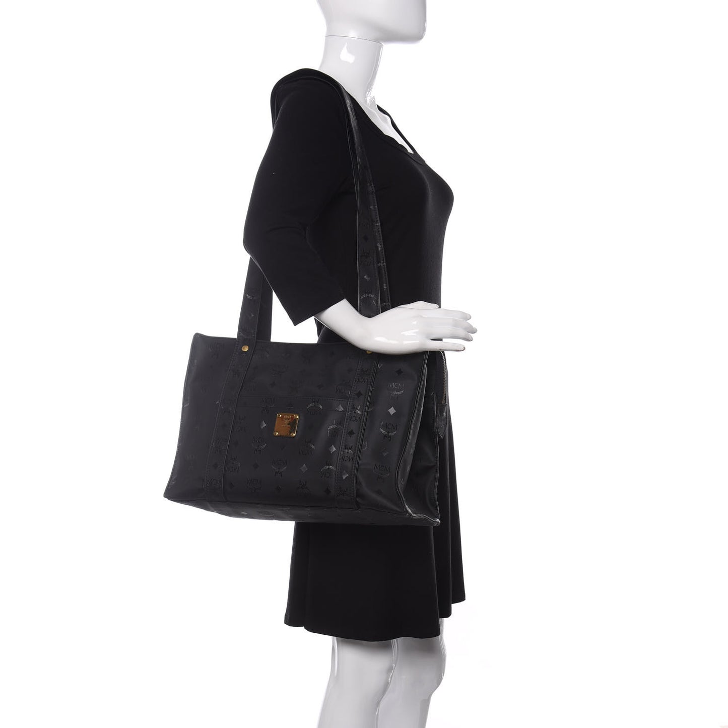 Monogram Coated Canvas Tote Bag Black