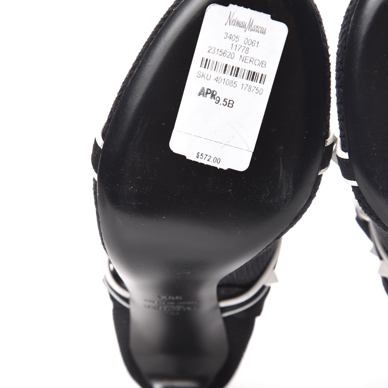 Valentino Garavani Knit Suede Free Rockstud Bodytech 105mm Ankle Boots 39.5 Black Optic White 14 of 15