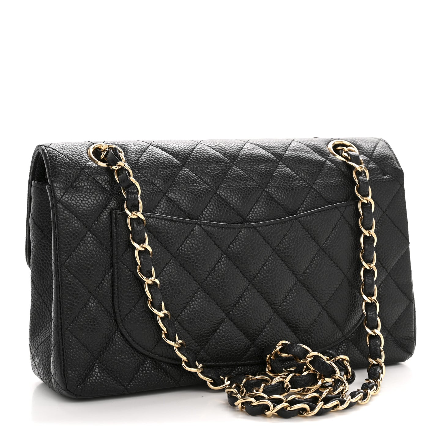 Caviar Quilted Small Double Flap Black