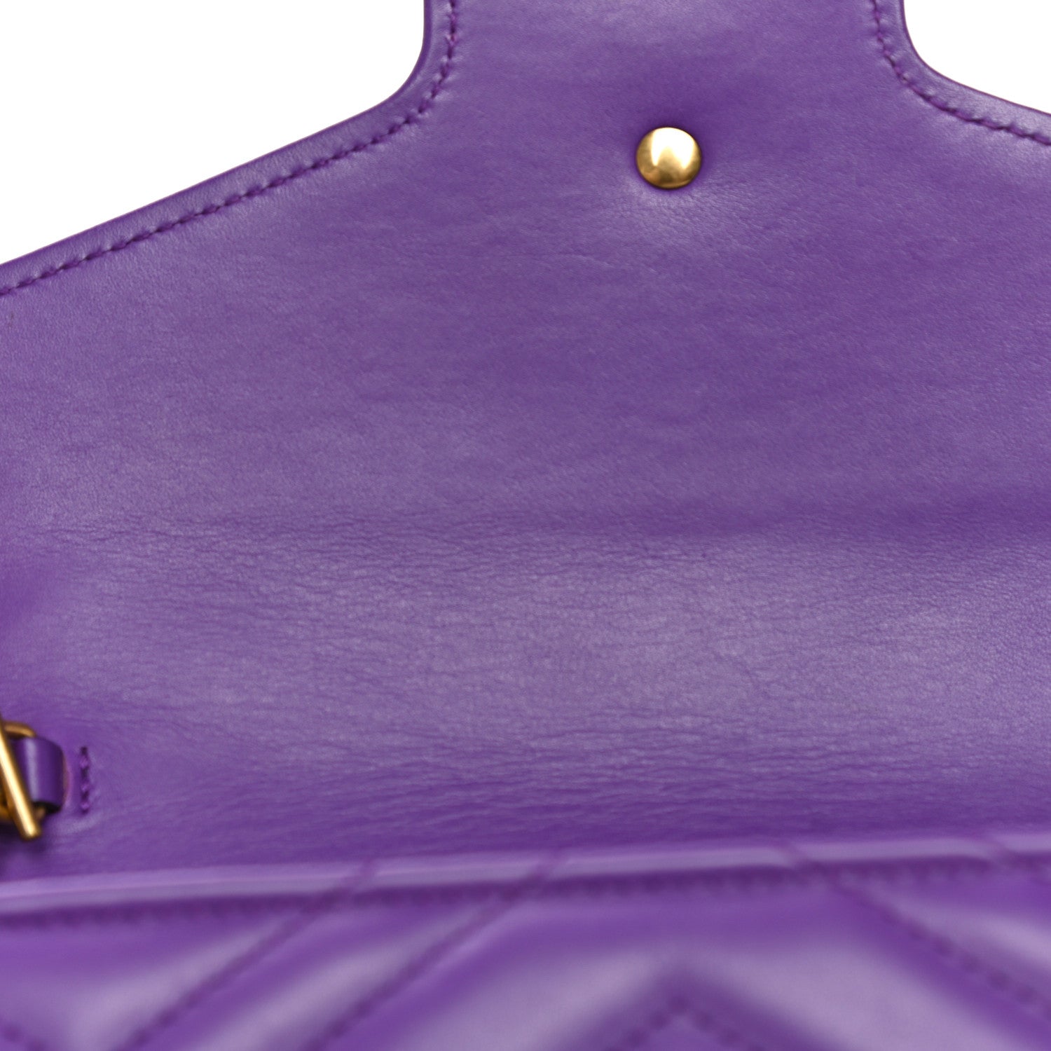 Gucci Calfskin Matelasse GG Marmont Chain Wallet Shine Purple 10 of 12