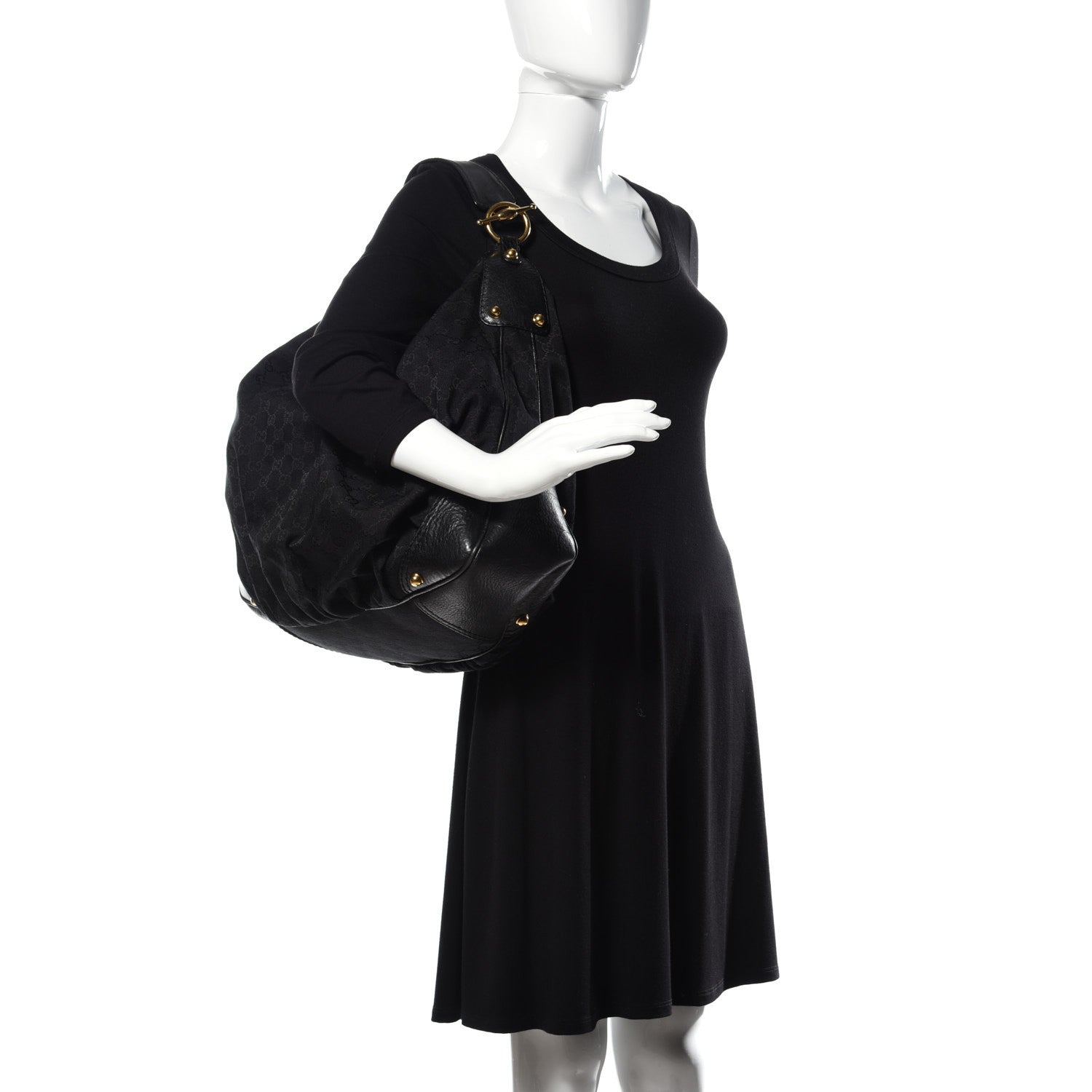 Gucci Monogram Large Jockey Hobo Black 2 of 9