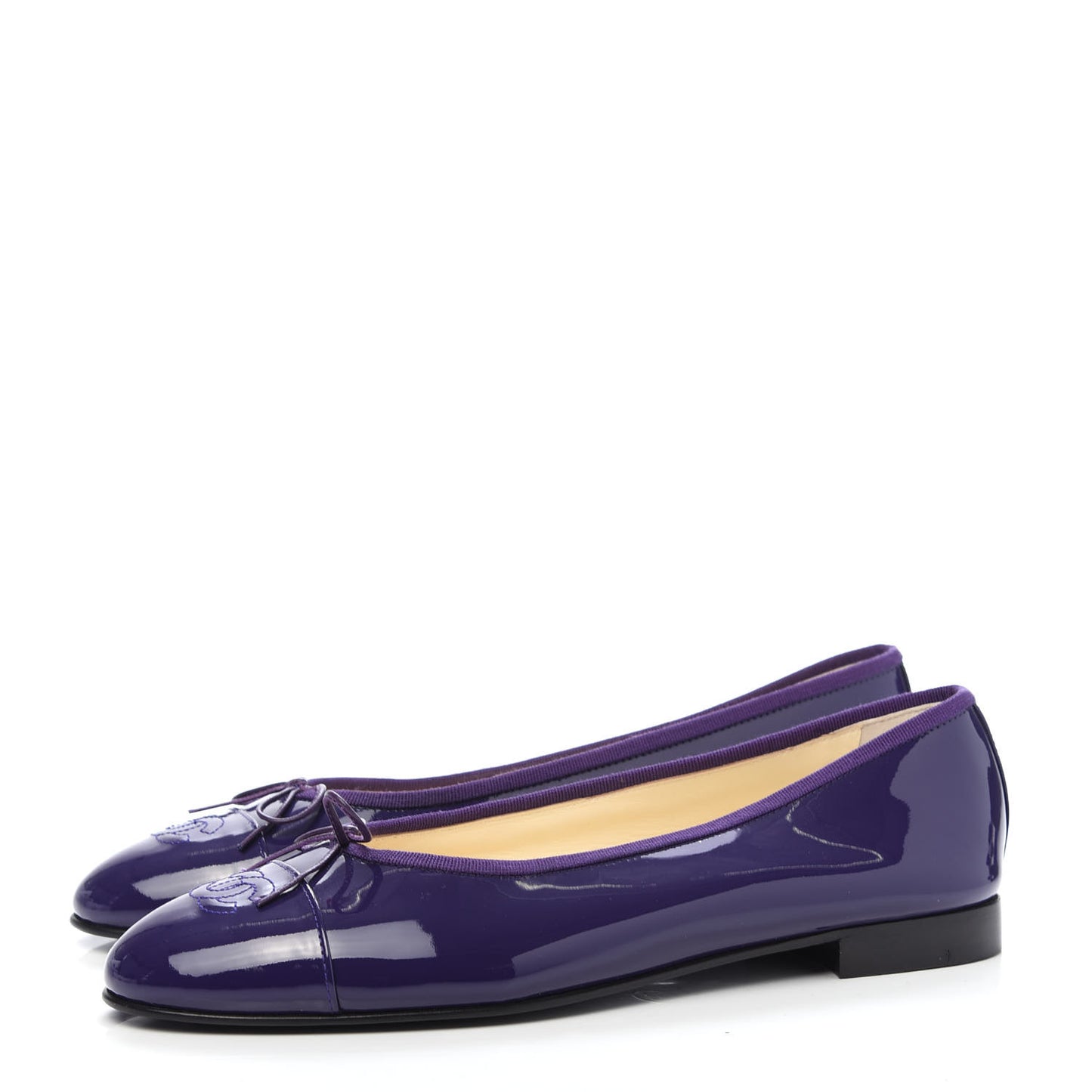 Patent Calfskin CC Cap Toe Ballerina Flats 40.5 Purple