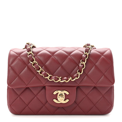 Chanel Lambskin Quilted Mini Rectangular Flap Burgundy 1 of 10