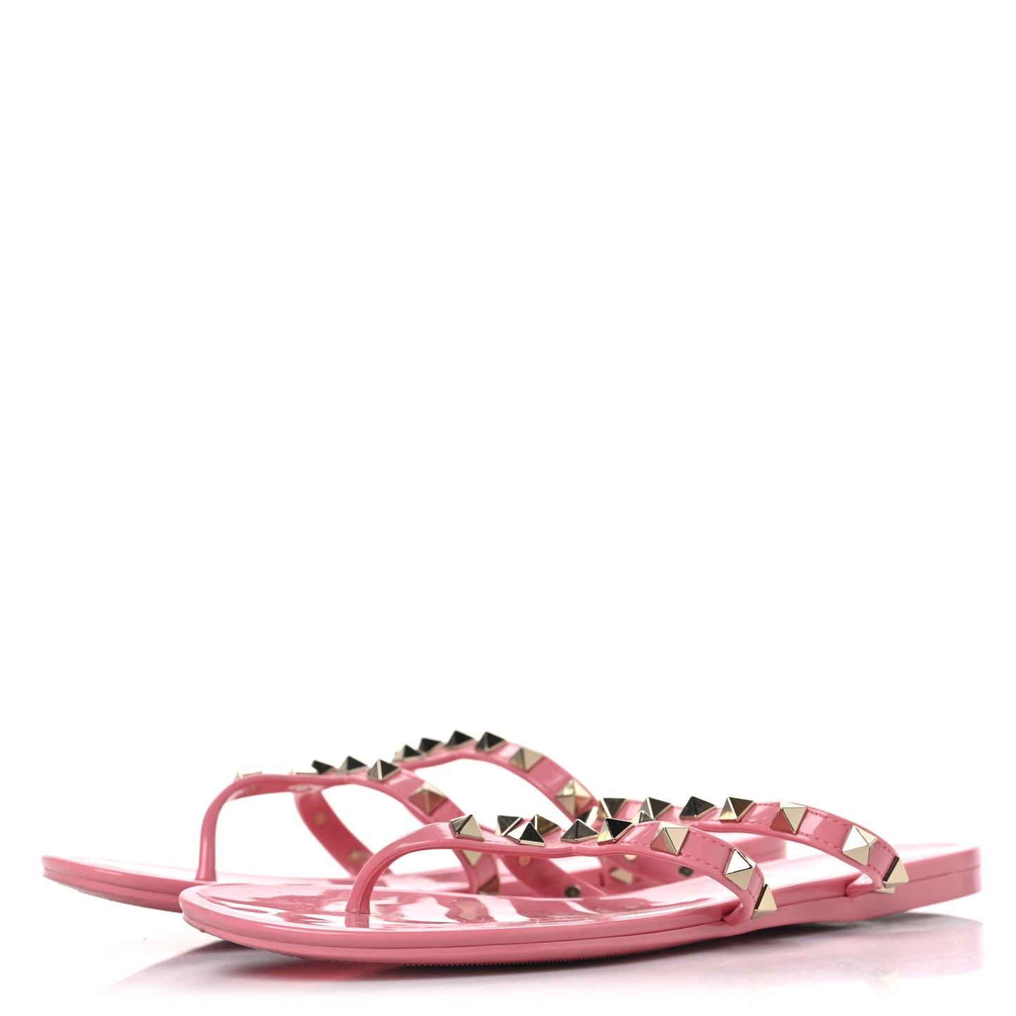 PVC Jelly Rockstud Caged Flat Thong Sandals 37 Dawn Pink