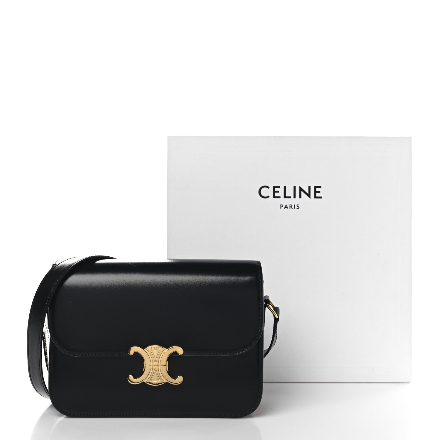 Celine Shiny Calfskin Medium Triomphe Black 12 of 12