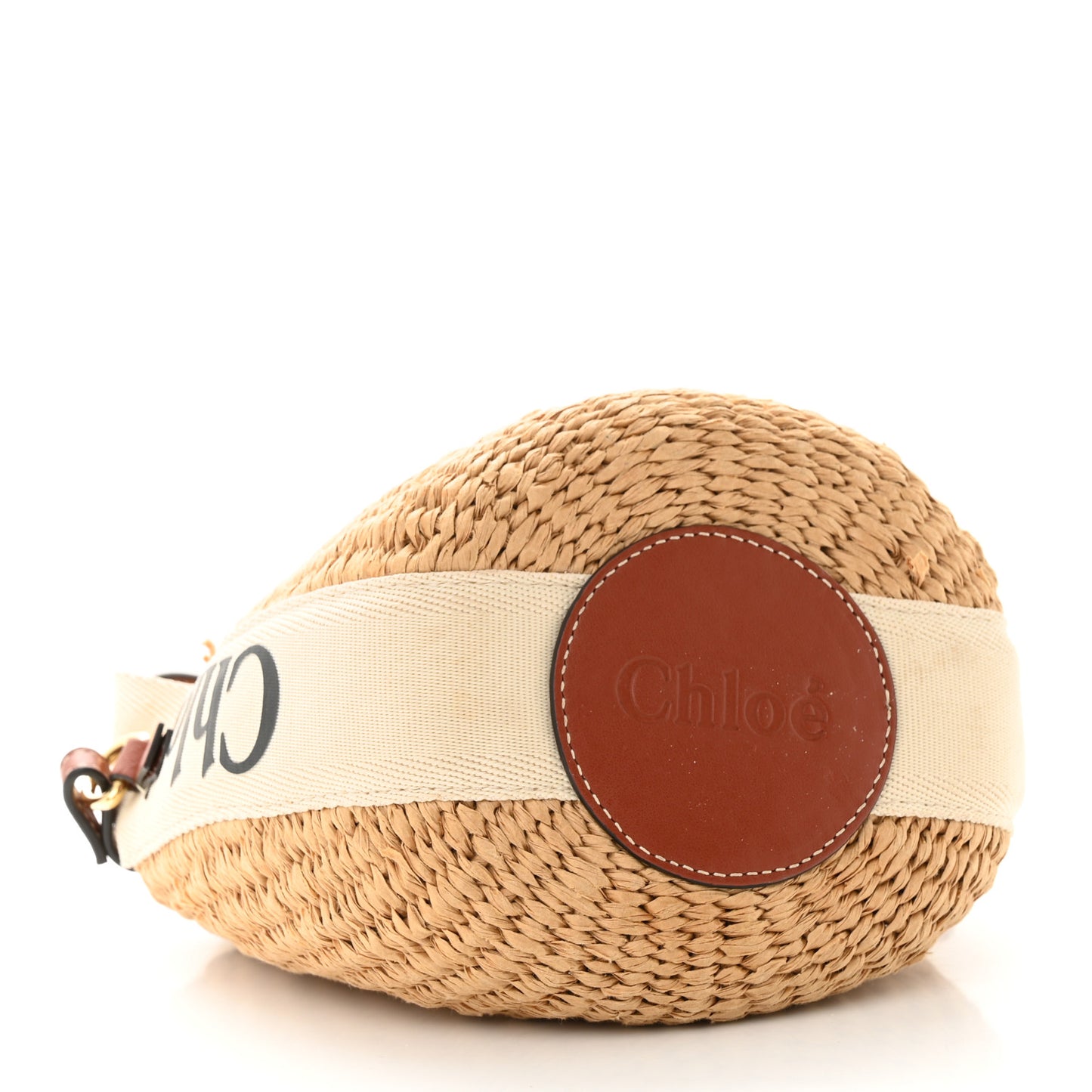 Raffia Calfskin Small Woody Basket Bag Brown