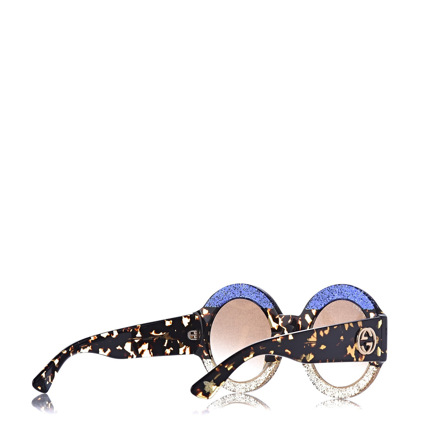 Acetate Round GG0084S Sunglasses Glitter Blue Multi