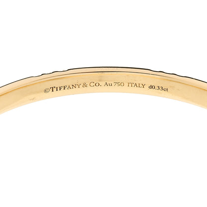 Tiffany 18K Yellow Gold Diamond Atlas Closed Narrow Hinged Bangle Bracelet 3 of 4