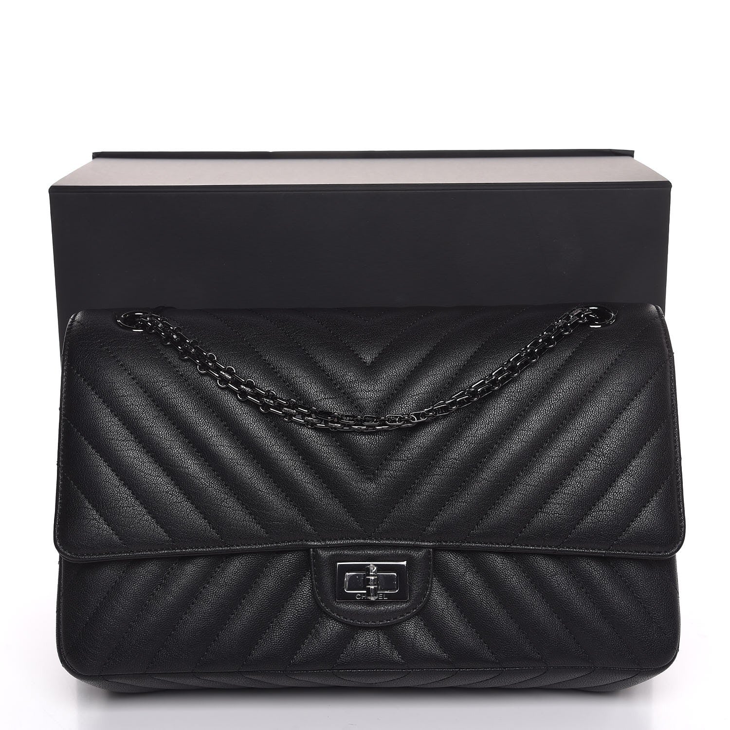 Chanel Sheepskin Chevron Quilted 2.55 Reissue 226 Flap So Black 9 of 9