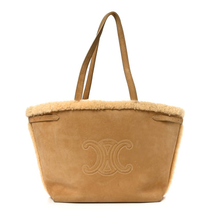 Celine Suede Shearling Triomphe Medium Cabas Anais Natural 2 of 23