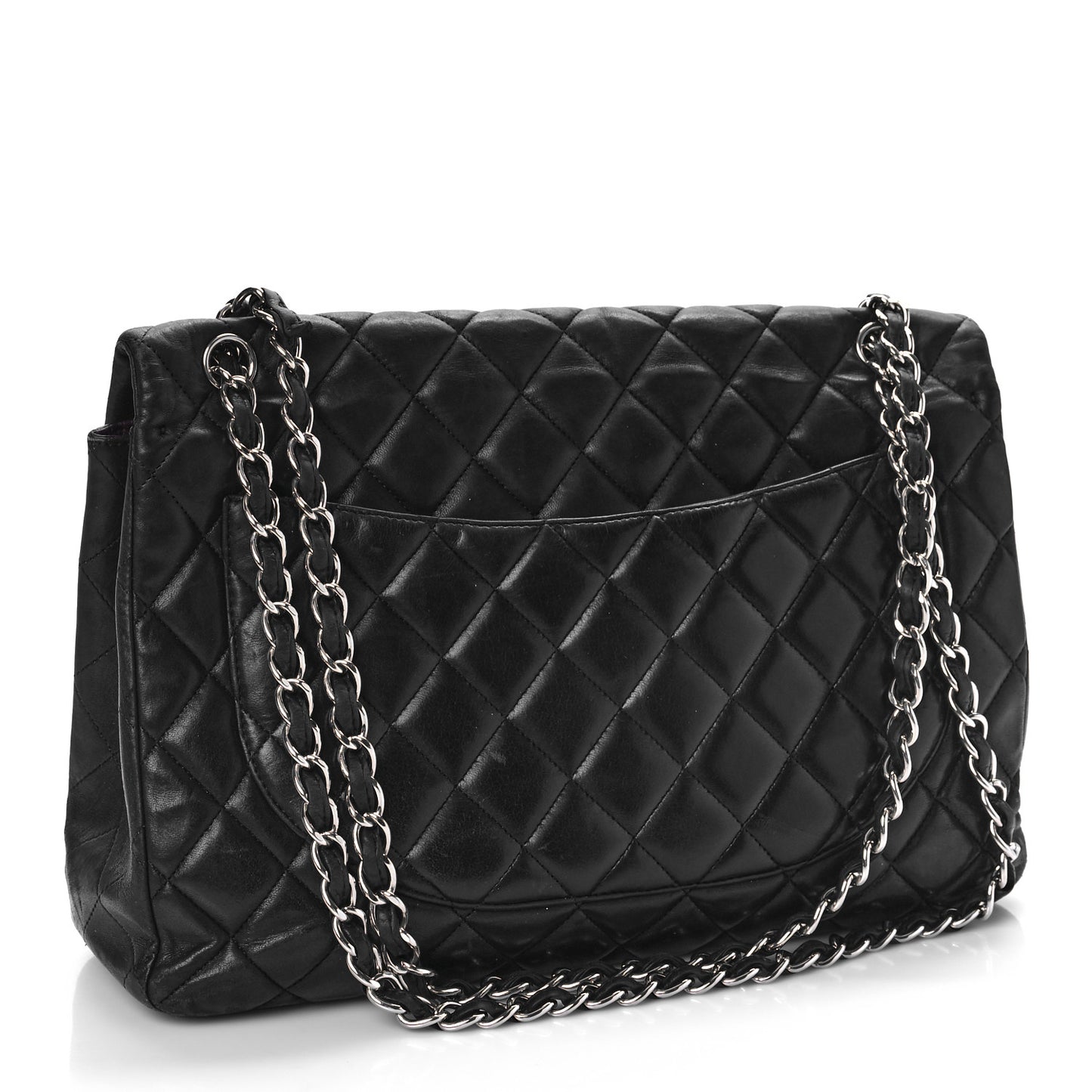 Lambskin Quilted Maxi Single Flap Black