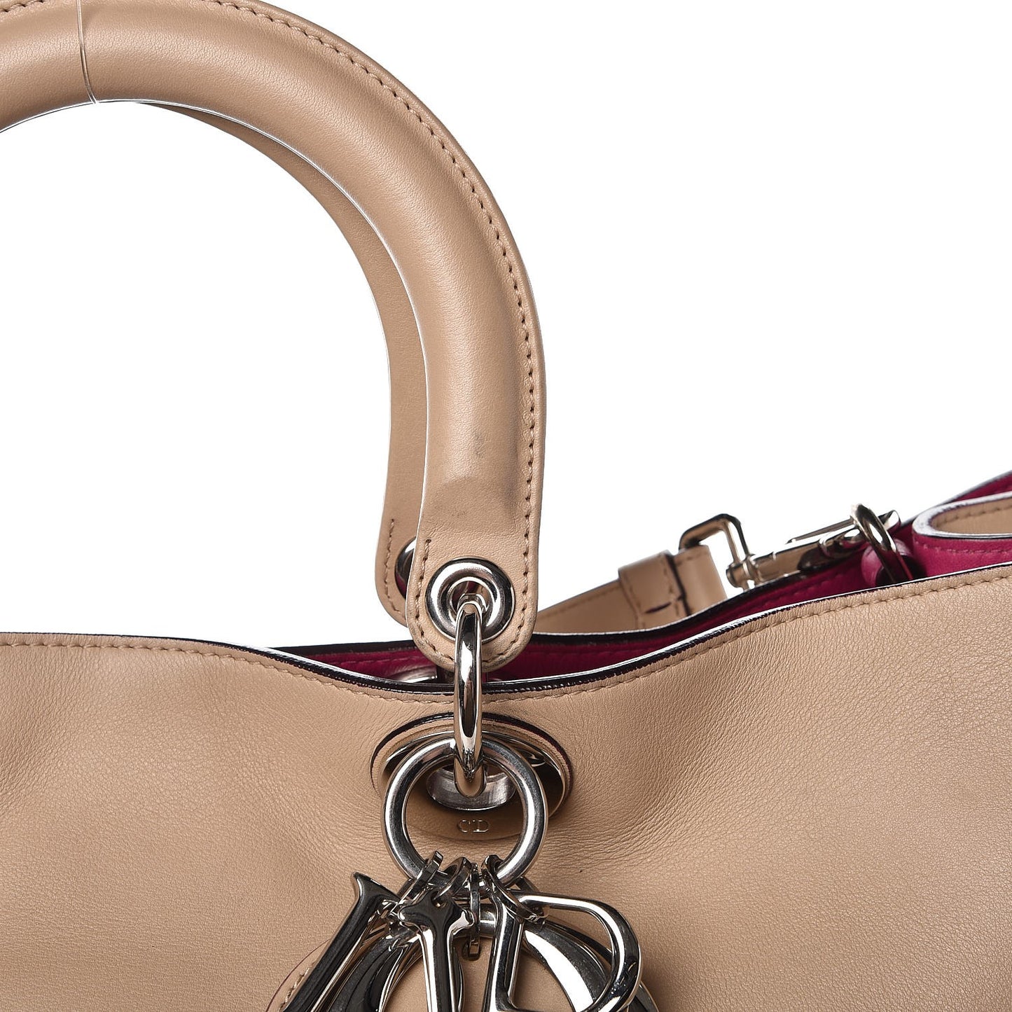 Smooth Calfskin Large Diorissimo Tote Beige Fuchsia