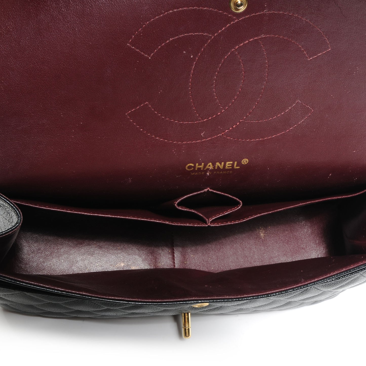 Caviar Quilted Jumbo Double Flap Black