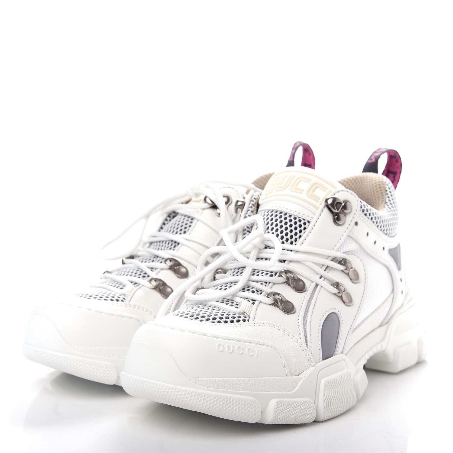 Gucci X SEGA Mesh Calfskin Suede Womens Flashtrek Sneakers 37.5 Great White 3 of 10