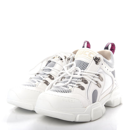 Gucci X SEGA Mesh Calfskin Suede Womens Flashtrek Sneakers 37.5 Great White 3 of 10
