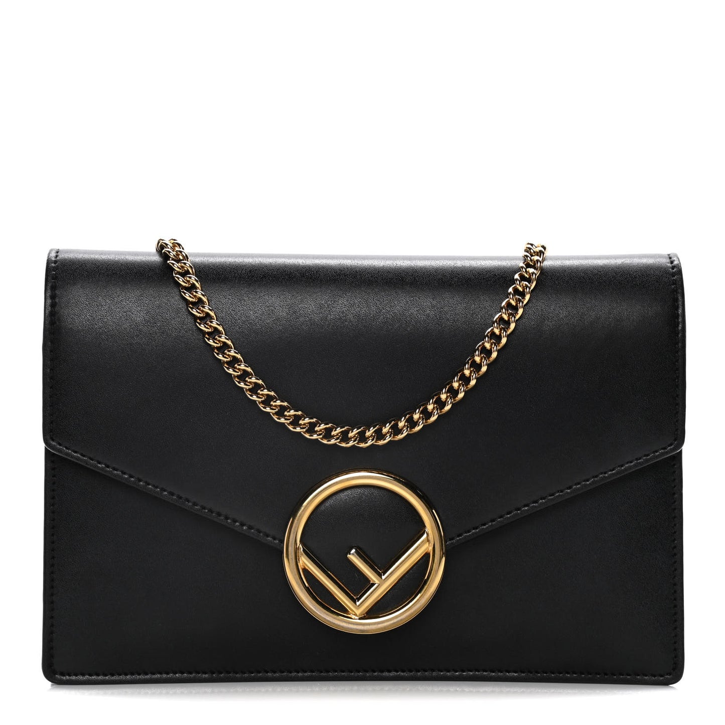 Vitello Liberty Lucido F is Fendi Medium Envelope Wallet on Chain Black