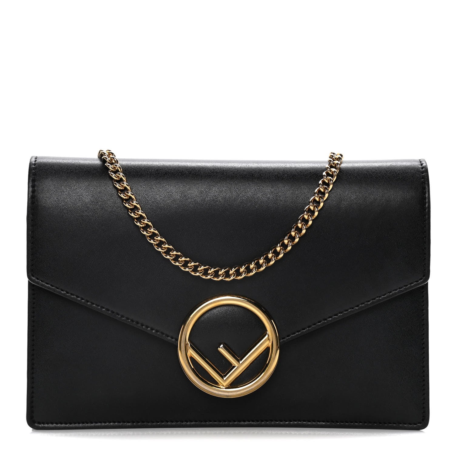 Fendi Vitello Liberty Lucido F is Fendi Medium Envelope Wallet on Chain Black 1 of 16