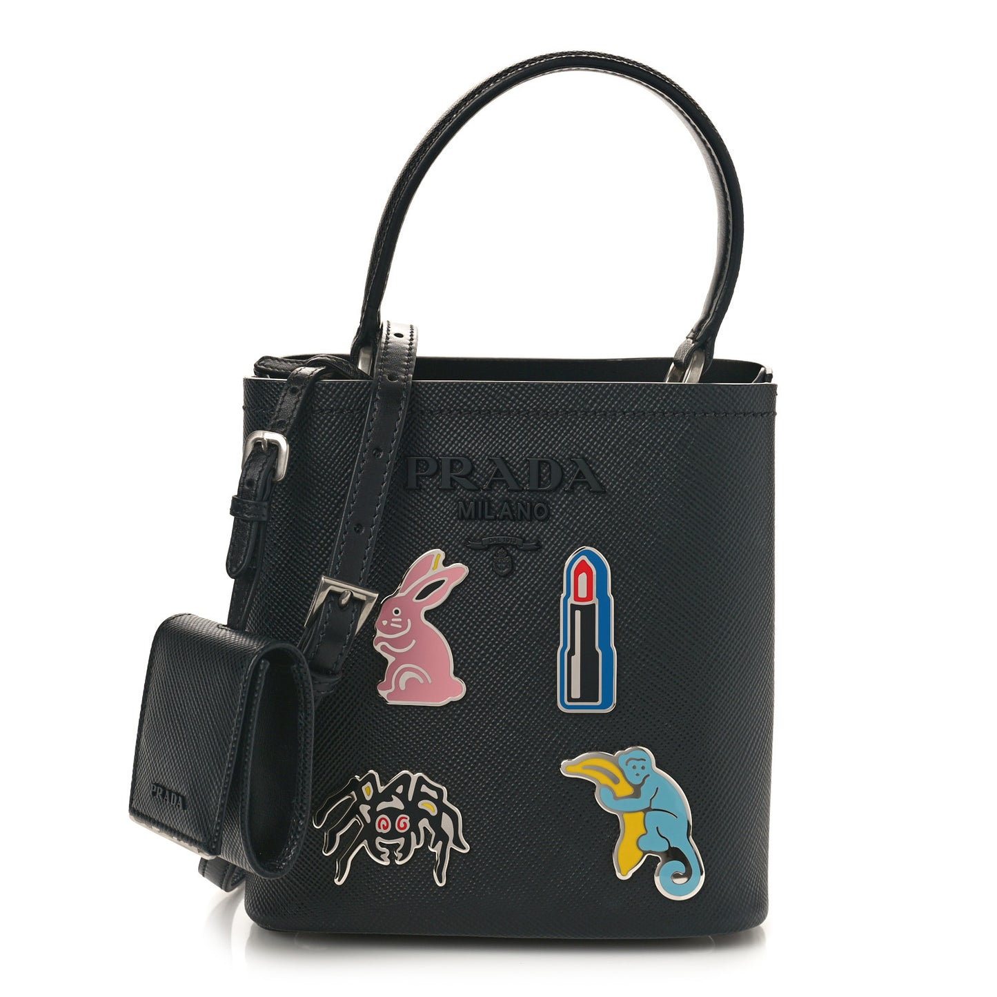 Saffiano Smalto Small Panier Bucket Bag Black