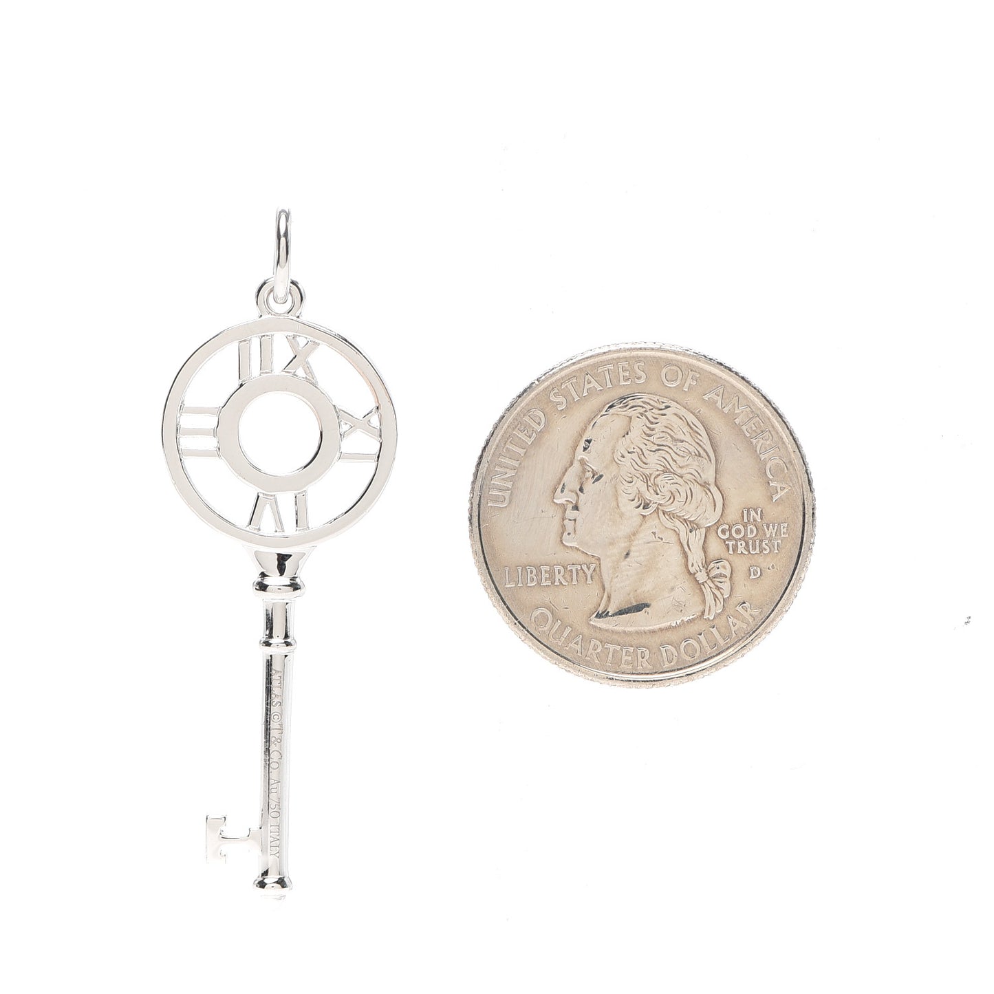 18K White Gold Diamond Atlas Key Pendant