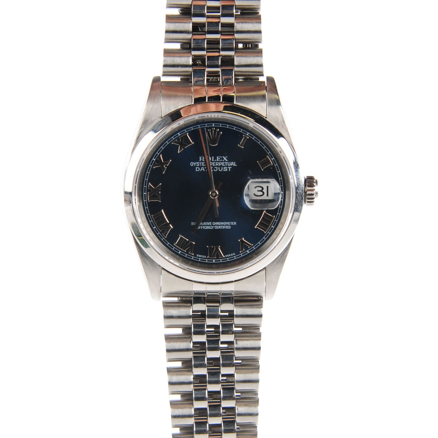 Rolex Stainless Steel 36mm Oyster Perpetual Datejust Watch Blue Roman 16200 1 of 8