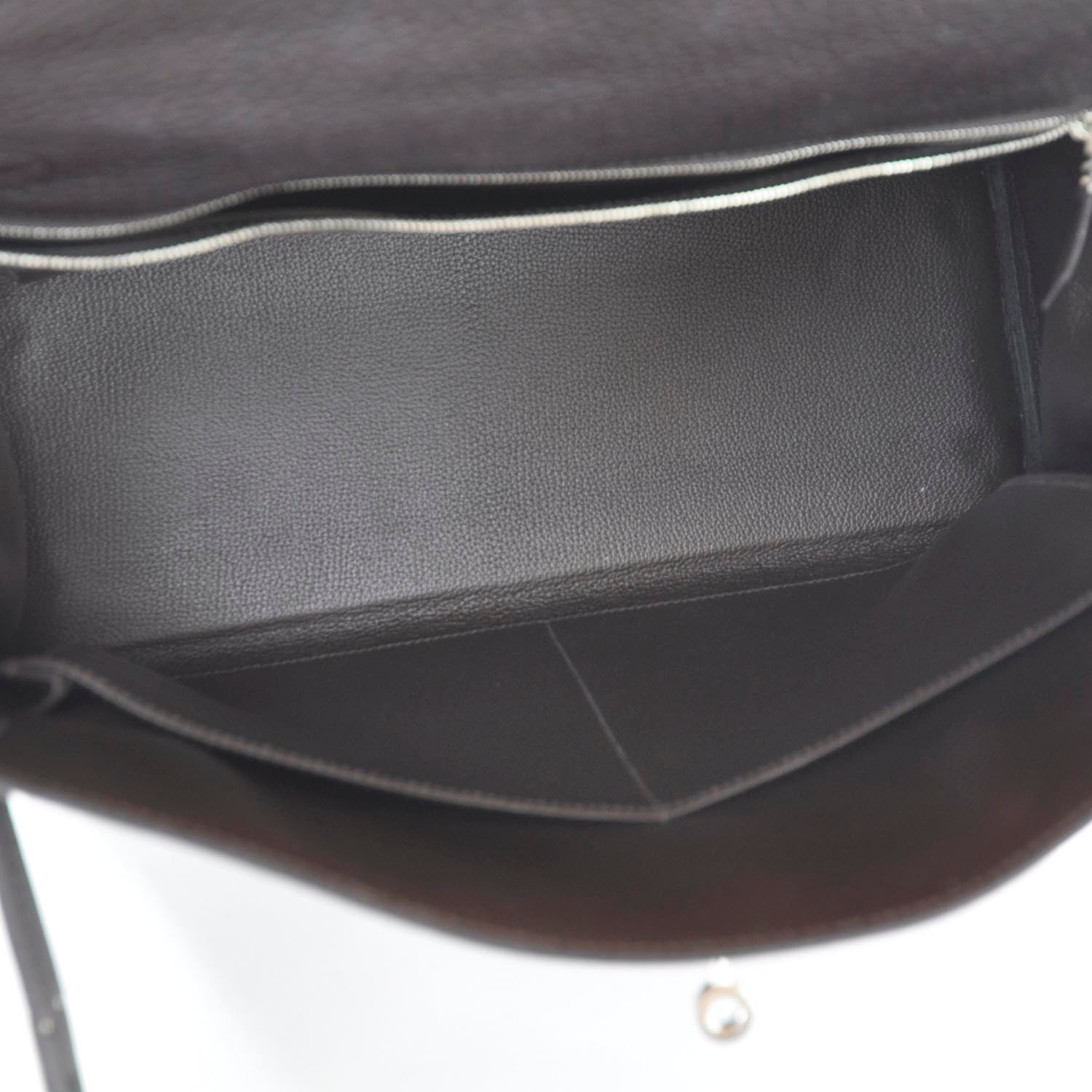 Hermes Togo KELLY 35 Handbag Ebene Palladium Hardware 8 of 11