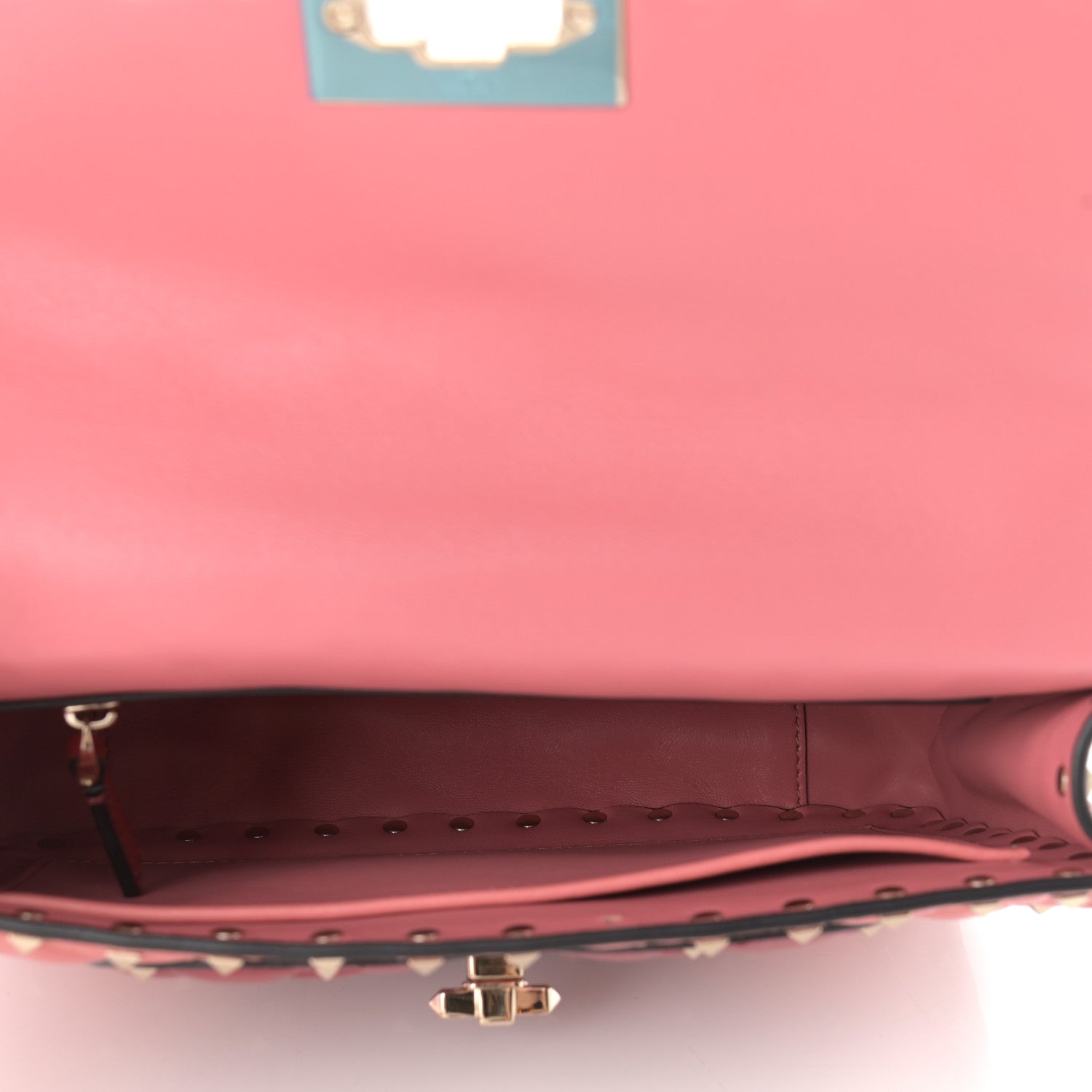 Valentino Garavani Nappa Quilted Heart Medium Rockstud Spike Shoulder Bag Paradise Rose Red 7 of 9