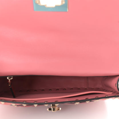 Valentino Garavani Nappa Quilted Heart Medium Rockstud Spike Shoulder Bag Paradise Rose Red 7 of 9