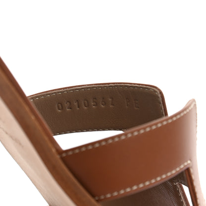 Hermes Box Calfskin Oran Sandals 36.5 Gold 8 of 9