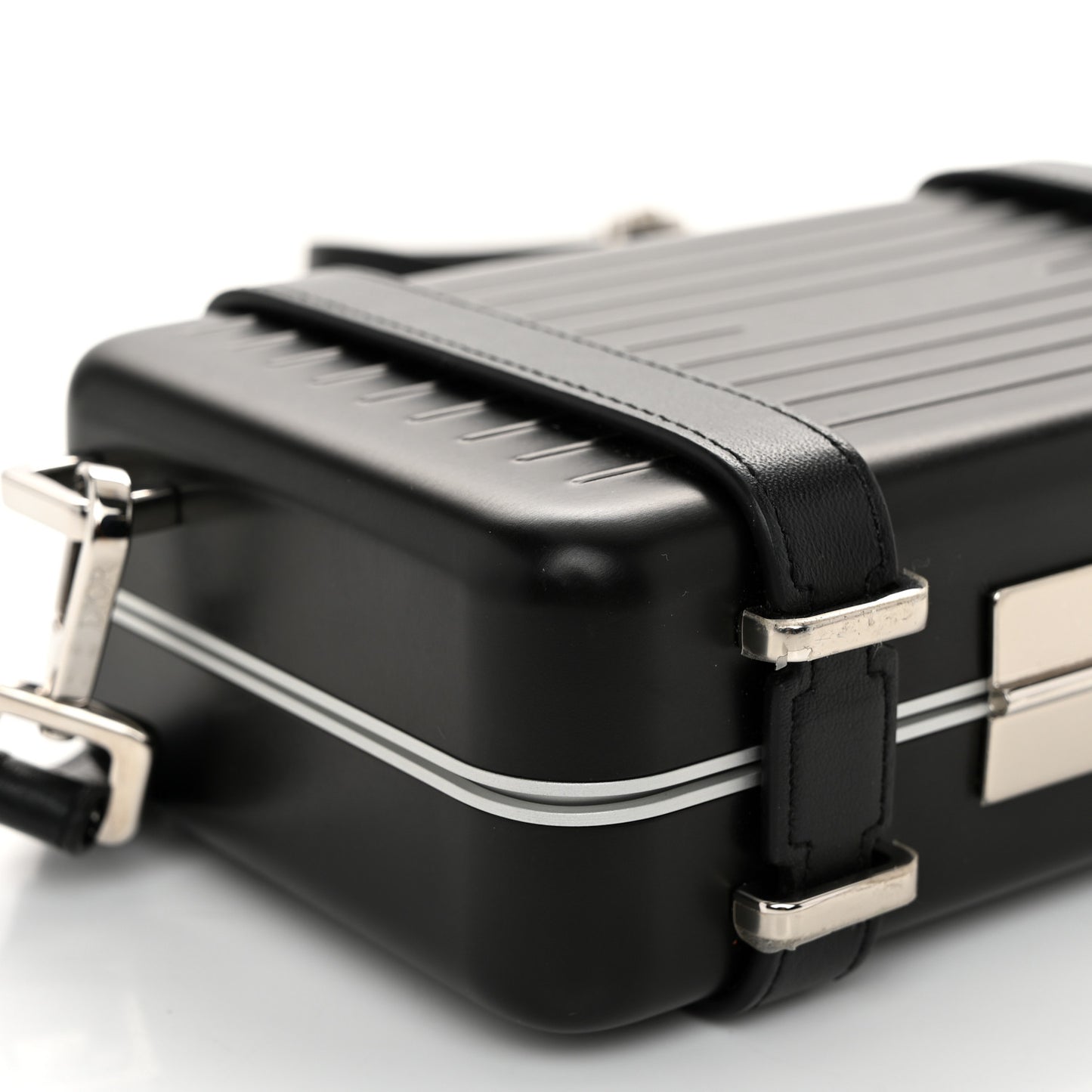 X RIMOWA Aluminum Personal Clutch On Strap Black