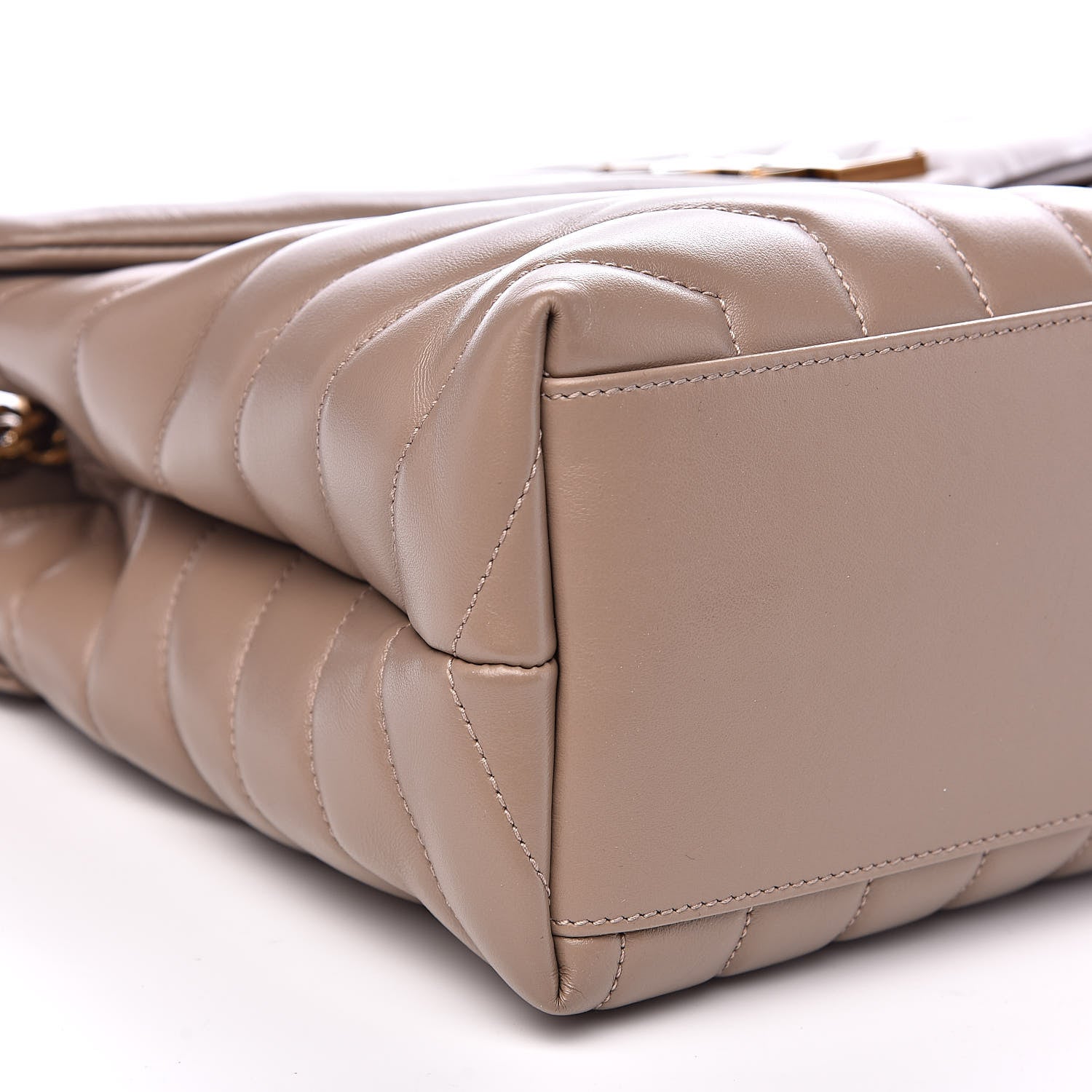 Saint Laurent Calfskin Y Quilted Monogram Medium Loulou Chain Satchel Dark Beige 9 of 12