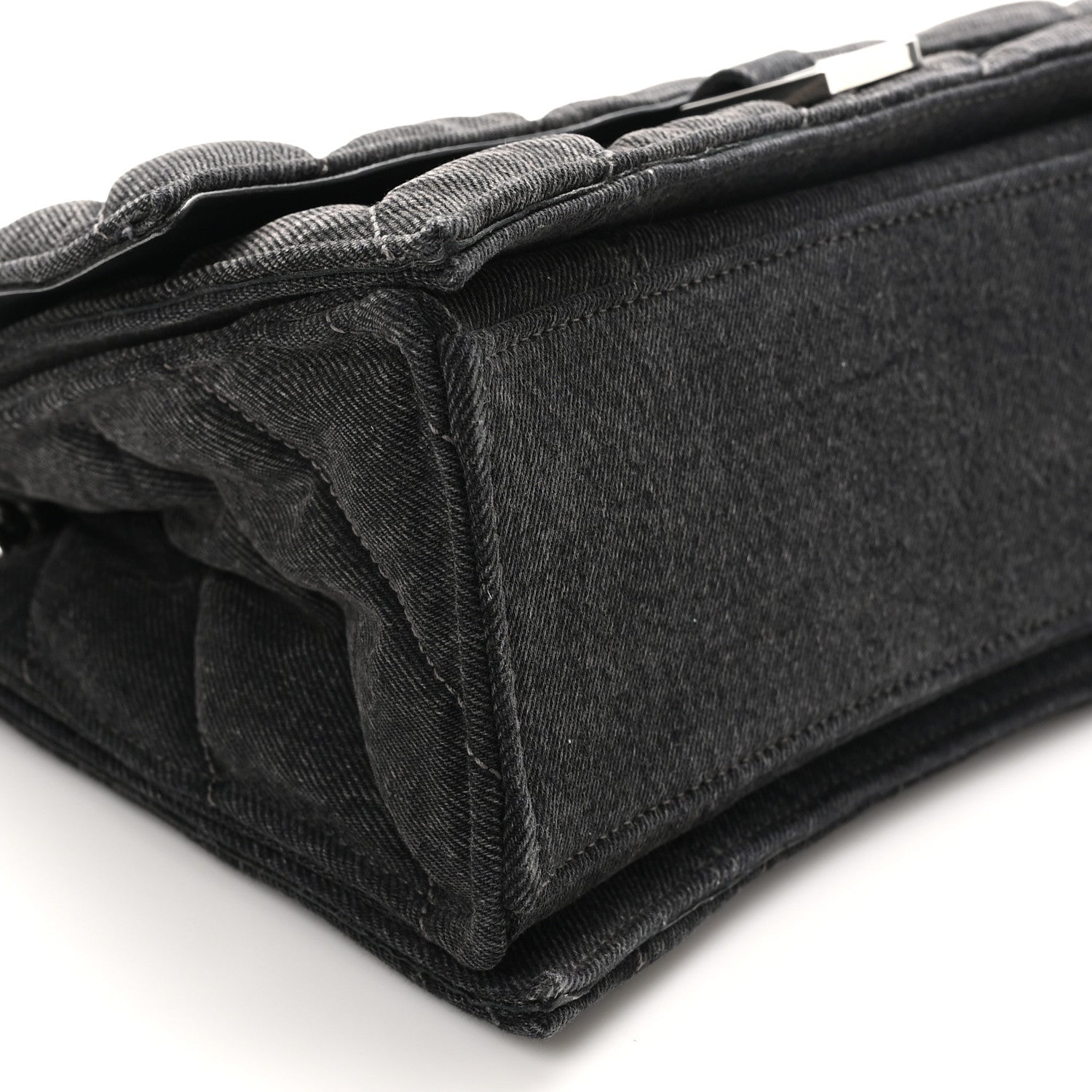 Balenciaga Washed Denim Quilted Medium Crush Chain Bag Black 9 of 9