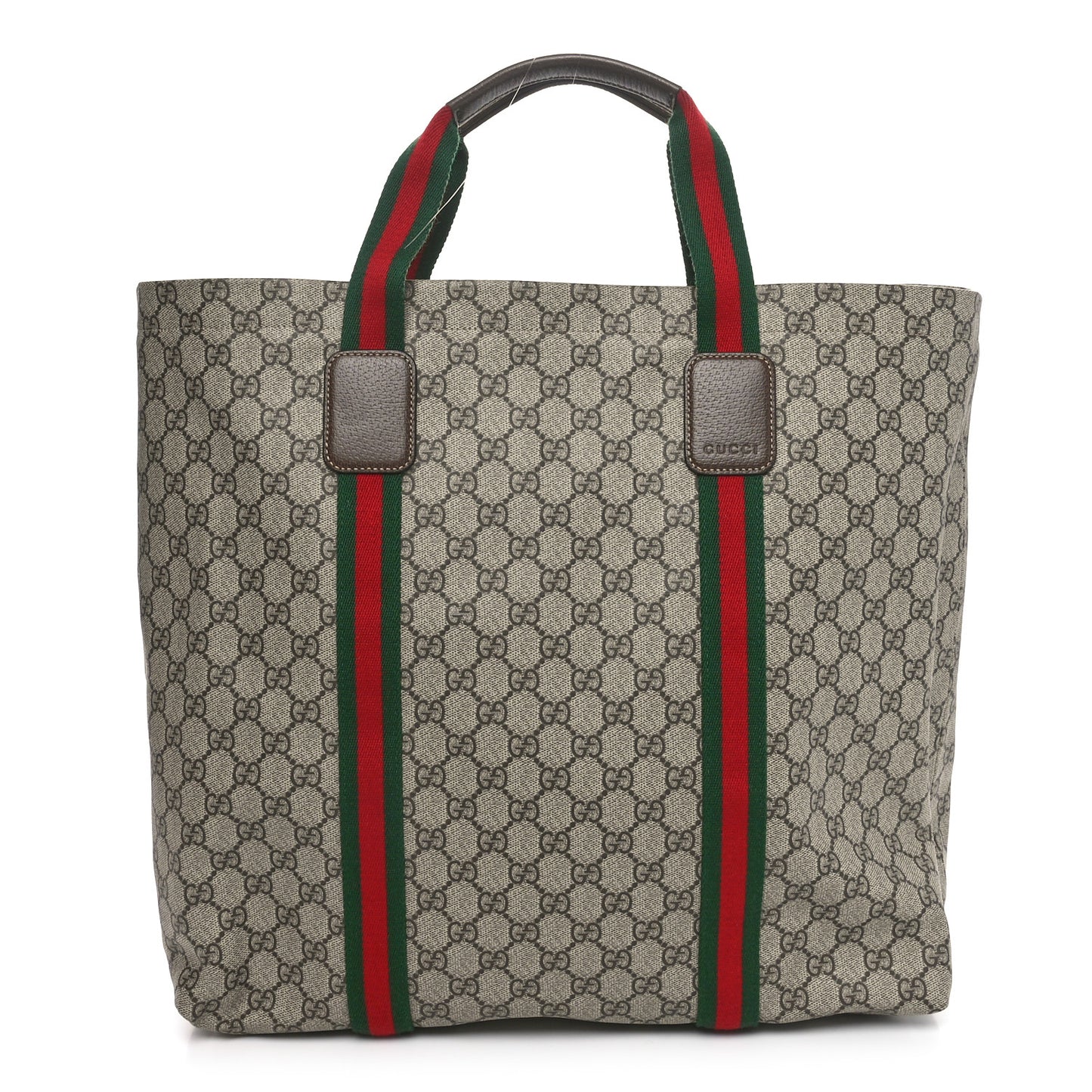 Tender GG Supreme Monogram Textured Dollar Calfskin Web Tote Beige Ebony New Acero