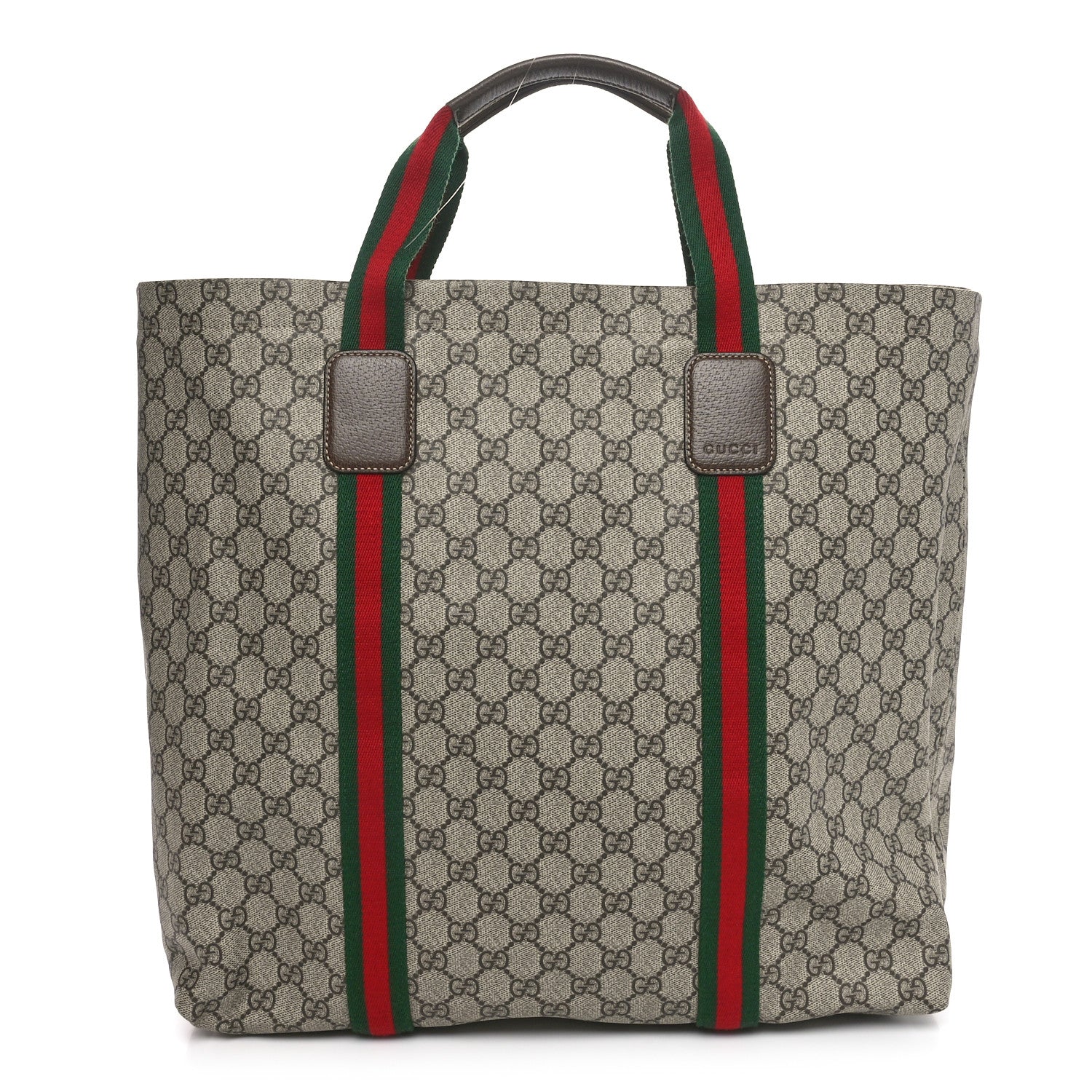 Gucci Tender GG Supreme Monogram Textured Dollar Calfskin Web Tote Beige Ebony New Acero 1 of 9