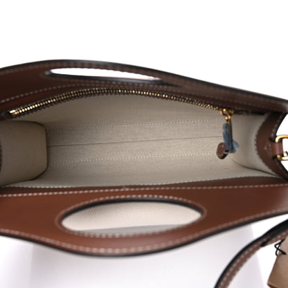 Burberry Canvas Smooth Calfskin Two Tone Mini Pocket Bag Natural Malt Brown 5 of 13