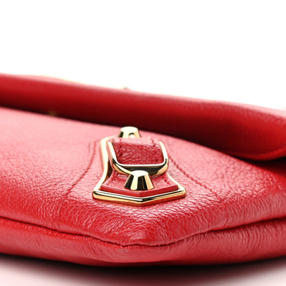 Balenciaga Chevre Gold Metallic Edge Hardware Envelope Clutch Rouge Grenade 10 of 10