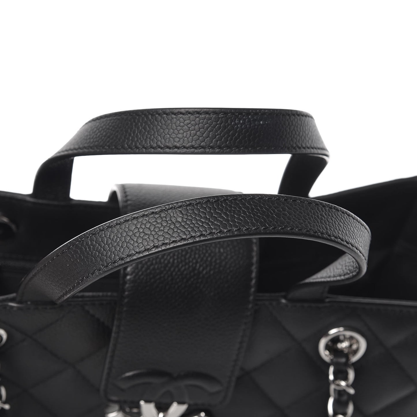 Caviar Quilted Small CC Box Shopping Tote Black